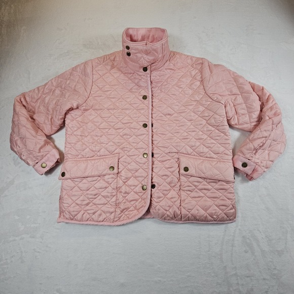 Polo Ralph Lauren Quilted Puffer Jacket Kids XL Corduroy Collar Pink‎ Chore Coat - Picture 1 of 12